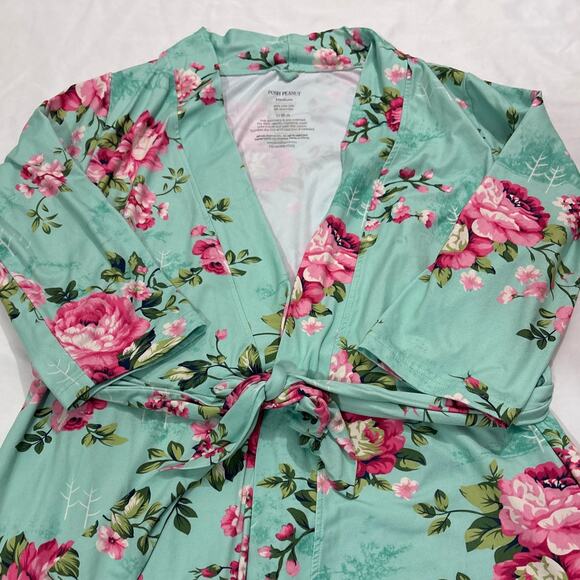 Posh Peanut Milk Silk Womens Medium Floral Robe Postpartum Loungewear Comfy - Picture 3 of 6